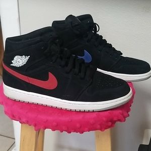 Air Jordan 1 Nike Mid Swoosh Black University Reds
